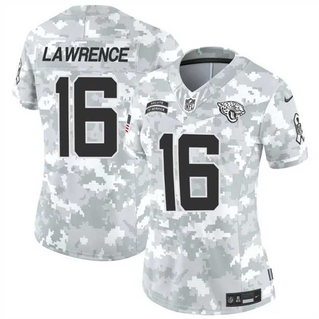 Womens Jacksonville Jaguars #16 Trevor Lawrence 2024 F.U.S.E Arctic Camo Salute To Service Limited Stitched Jersey Dzhi